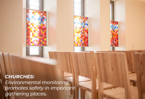 Churches: Enviornmental monitoring promotes safety in important gathering places.