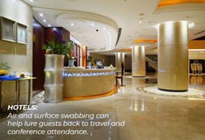 Hotels: Air and surface swabbing can help lure guests back to travel and conference attendance.